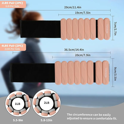 Ankle Weights for Women Men, Silicone Wrist Weights Set of 2 - Wearable Leg Weights/Arm Weights Ideal for for Home Gym Workout, Running, Yoga, Pilates, Barre, Exercise, Strength Training