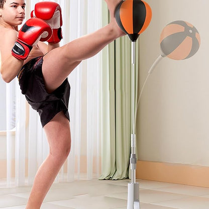 Punching Bag with Stand, Boxing Speed Trainer, Height Adjustable Stable Reaction Exerciser with Spring Base for Martial Arts Fitness Workouts Stress