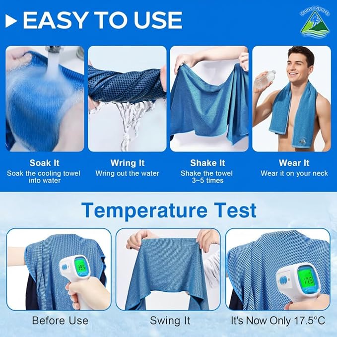 Cooling Towel 4 Pack, 40"x12" Ice Towel for Instant Relief, Microfiber Chilly Towel for Sports, Gym, Running, Yoga, Golf, Camping, Fitness (Mix 2)