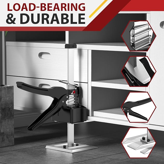JANNIRESS Labor Saving Arm Jack Handle 2 Pack,12 in Construction,Multifunctional Furniture Jack for Installing Cabinets and Wall Tile Height Adjuster Handheld Lifter Tool, Load 440LBS