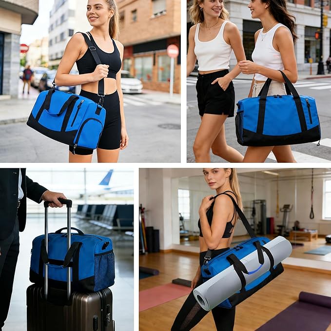 Yoga Mat Bag, Gym Workout Bag with Water Bottle Pocket, Pilates Bag for Women with Wet & Dry Pocket, Yoga Bags and Carriers Fits All Your Stuff, Yoga Tote Bag for Sports Travel Office