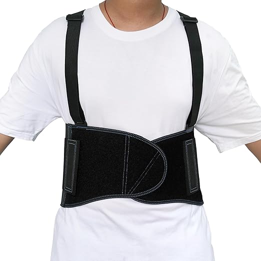 20-538 Industrial Work Back Brace, Back Support Belt with Suspenders, Lower Lumbar Support for Heavy Lifting, Removeable Straps, S/M