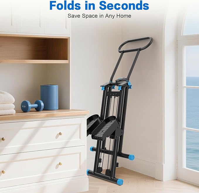 HXD-ERGO Stair Stepper for Home, New Version 6 Adjustable Resistance Vertical Climber Cardio Exercise Machine, Folding Stair Climber for Full Body Workout with Adjustable Handlebar