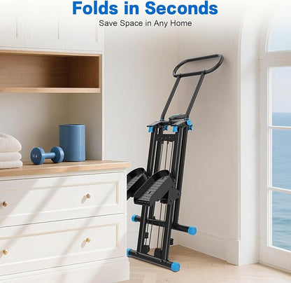 HXD-ERGO Stair Stepper for Home, New Version 6 Adjustable Resistance Vertical Climber Cardio Exercise Machine, Folding Stair Climber for Full Body Workout with Adjustable Handlebar