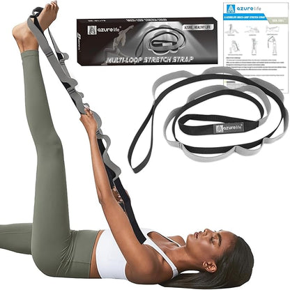 Premium Durable Stretch Straps with Loops, Stretching Strap for Physical Therapy, Multi-Loop Yoga Strap Fitness Exercise Strap for Yoga, Pilates, Dance, Flexibility&Exercise
