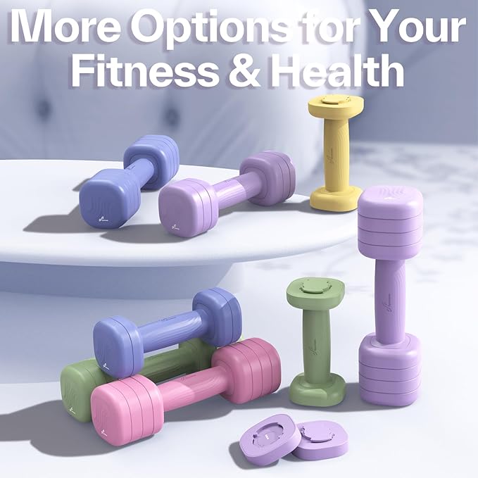 Adjustable Dumbbell Set of 2: Sportneer 4 in 1 Free Weights Dumbbells Set for Women, Hand Weights for Women at Home, Each 2lb 3lb 4lb 5lb Weights with Soft Rubber Handle for Home Gym Exercise Training