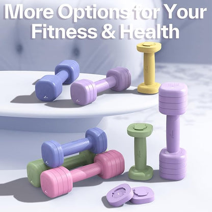 Adjustable Dumbbell Set of 2: Sportneer 4 in 1 Free Weights Dumbbells Set for Women, Hand Weights for Women at Home, Each 2lb 3lb 4lb 5lb Weights with Soft Rubber Handle for Home Gym Exercise Training