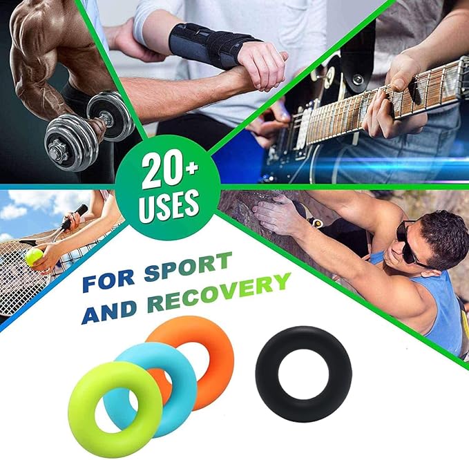 4 Pack Hand Grip Strengthener Rings Finger Exerciser Grip Strength Trainer Silicone Squeezer Gripper for Muscle Strengthening Training Forearm Grip Workout Stress Relief Rehabilitation 30LB-60LB