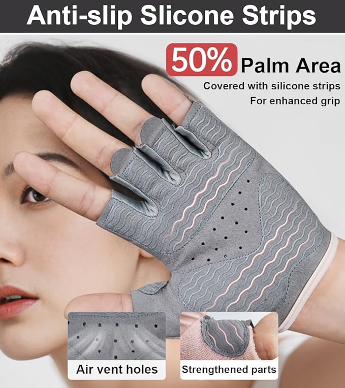Gym Gloves Workout Gloves Women, Anti-Slip Breathable Gym Essentials Women for Weightlifting Cycling Training, Guantes para Gym Mujer