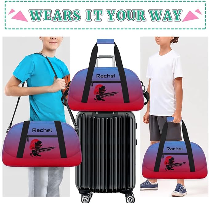 Personalized Martial Art Bag Duffel Bag for Boys Girls, Custom Taekwondo Karate Bag for Travel Weekender Practice Gradient Red