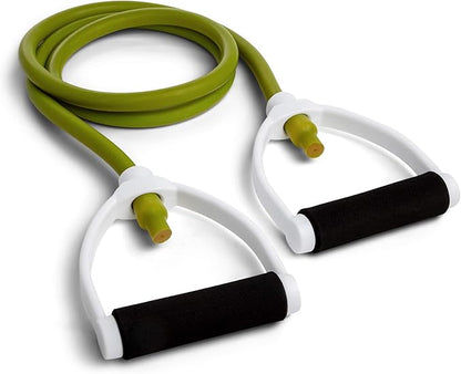 Champion Sports Resistance Tube Bands for Men and Women, Durable Stretch Fitness Band for Strength Training, Stretching, Rehabilitation- Premium Home Workout Equipment - 80 Lbs Resistance Tubing-Green