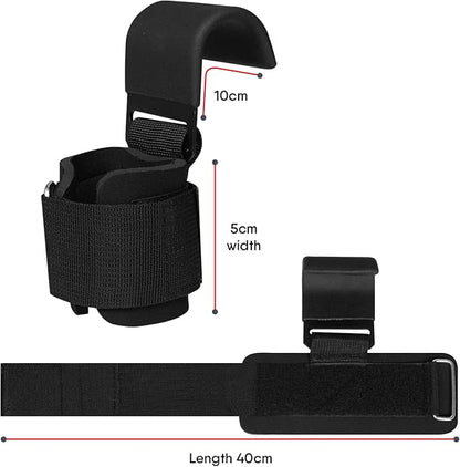 Weight Lifting Hooks, Non-Slip Rubber Coated Grips, 7mm Neoprene Wrist Support Padding, Power Lifting Barbell Rows Dead Lifts Chin Pull Up Fitness Strength Training Straps Gym Workout Straps