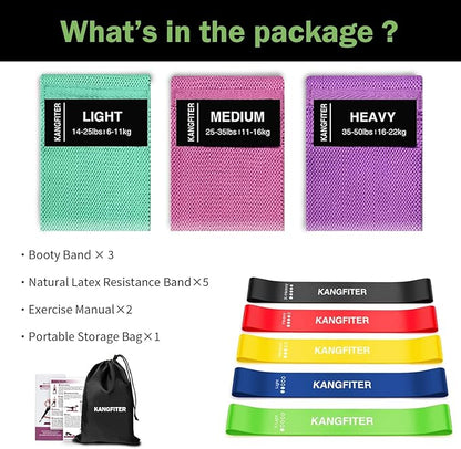 Non-Slip Fabric Resistance Bands for Working Out, Loop Exercise Bands for Booty Leg, Butt, Glute, Stretch Workout Bands for Women & Men, Hip Elastic Bands for Home Gym Fitness, Yoga, Pilates