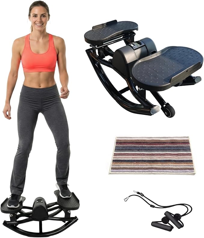 Rocking Stepper for Exercise at Home, 2026[New Vision] Motion Stair Stepper with Resistance Bands & Balance Board, Low-Impact Full Body Workout Equipment, Stable Structure Exercise Equipment