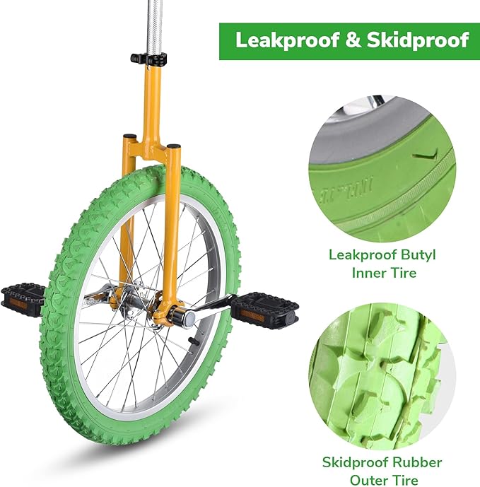 AW 16/18/20/24 Inch Wheel Outdoor Unicycle Adjustable Seat Exercise Bicycle Fit Adults Kids Outdoor Sports Fitness Exercise, for Choice
