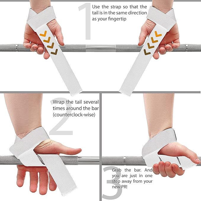 WARM BODY COLD MIND Lasso Lifting Wrist Straps for Cross Training - Rated at 770 lb - Hand Wraps for Olympic Weightlifting, Powerlifting, Weight Lifting, Bodybuilding Strength Deadlift Gym Bar, Cotton