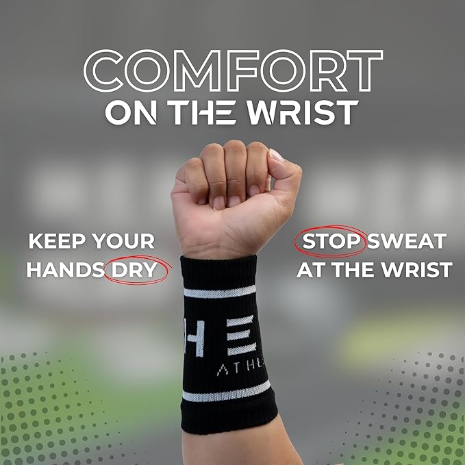 Cotton Wrist Sweatbands – Absorbent, Stretchable Bands for Men & Women – Sweat-Wicking, Anti-Chafing Support for Weightlifting, Cross Training, WODs, Tennis, Running & Fitness