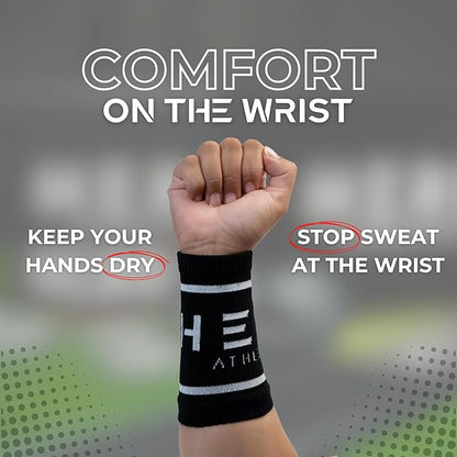 Cotton Wrist Sweatbands – Absorbent, Stretchable Bands for Men & Women – Sweat-Wicking, Anti-Chafing Support for Weightlifting, Cross Training, WODs, Tennis, Running & Fitness