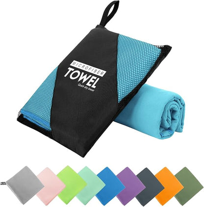 Microfiber Travel Towel, Soft Lightweight Quick Dry Towel, Super Absorbent Compact Travel & Sports & Beach Towels for Camping, Backpack, Gym, Swimming, Yoga, Hiking (XS:12"×24" -Ocean Blue)