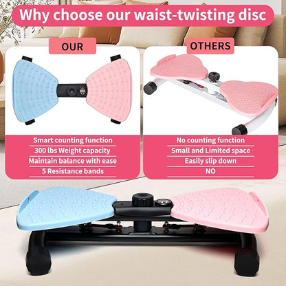 Ab Twister Trainer – Smart LED Digital Monitor, 330LBS Capacity, 20dB Ultra-Quiet Waist Twister Machine, Anti-Slip Home Gym Equipment for Women & Men, Belly Fat Workout Tool for Core Fitness