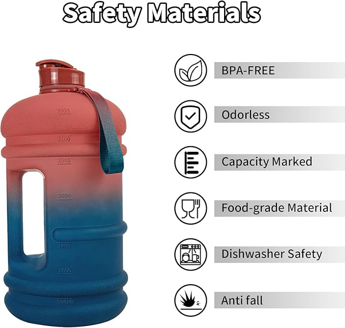 TOOFEEL1 Gallon Water Bottle,Leakproof,Bpa Free,Dishwasher Safe,128 oz Large Water Jug wiht Handle,Travel & Camping & Sports & Gym Water Bottle For Men and Women - Dawn