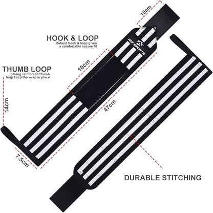 AQF Wrist Wraps for Weightlifting - USPA & IPL Approved 18" Gym Wrist Support with Thumb Loop - Heavy Duty Lifting Wrist Straps for Fitness, Workout, Powerlifting, & Bodybuilding (Pair)