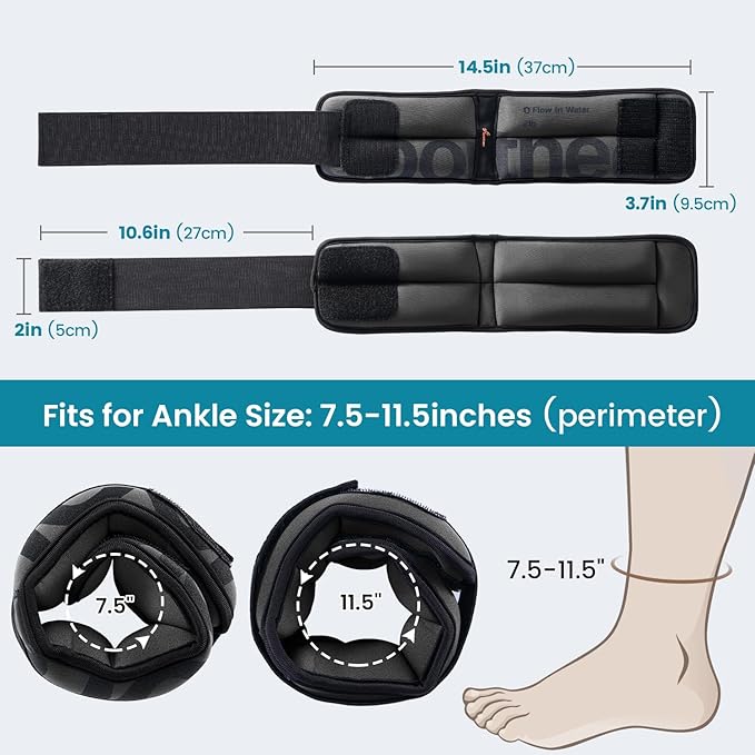 Sportneer Ankle Weights for Men Women Strength Training, 4/10 lbs Pair Leg Weights Set Comfortable and Soft Perfect for Dancing Running Walking Fitness Workout