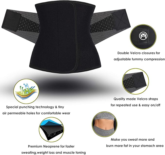 Moolida Waist Trainer Belt for Women or Men Waist Trimmer Workout Fitness Back Support Belts