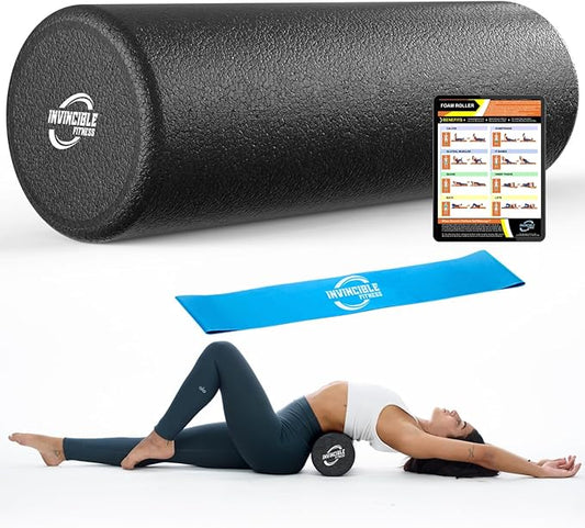 Invincible Fitness 17'' EPP Foam Roller for Deep Tissue Massage – Enhance Recovery, Relieve Pain, and Boost Mobility for a Stronger, Healthier You (Black)