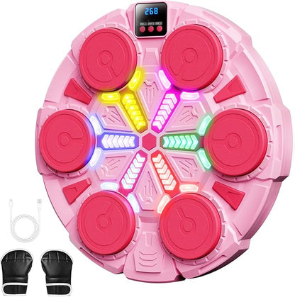 Upgraded Music Punching Machine for Kids and Adults, Wall Boxing Punching Pad with Bluetooth & Rhythm Lights, 3 Speed Modes, Home Fitness Boxing Equipment with Gloves for Boys Girls Teenagers