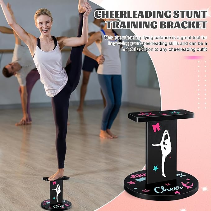 Weysat 12.2 x 13.2 Inch Wooden Cheer Flyer Stand Cheerleading Balance Trainers for Adult Core Strength, Stunt Flexibility & Coordination Training Equipment