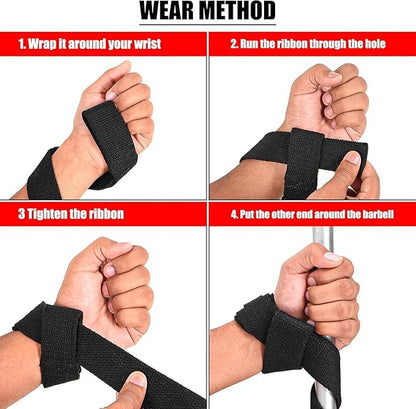 QTF Lifting Wrist Straps for Weightlifting, Gym Wrist Wraps Padded Wrist Support Wraps, Bodybuilding, Powerlifting, Deadlifting and Secure Grip