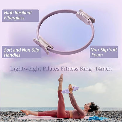 Pilates Essentials Kit for Women, Yoga Exercise Equipment Set for Home Workouts with Mini Ball, Resistance Bands, Sliding Disks & Accessories - Fitness Set for Yoga & Pilates Beginners