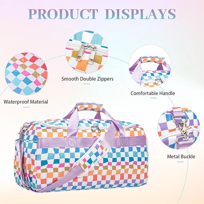 Sports Gym Bag for Men Women, Large Travel Duffle Bag with Shoe Compartment and Wet Pocket, Lightweight Weekender Overnight Bag Fitness Workout Bags for Sports, Gym, Travel