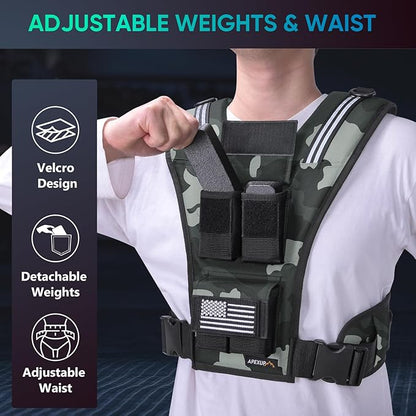 APEXUP Adjustable Weighted Vest Men 20lbs/30lbs/40lbs Weights with Reflective Stripe, Weight Vest Woman Workout Vest for Strength Training Running Walking