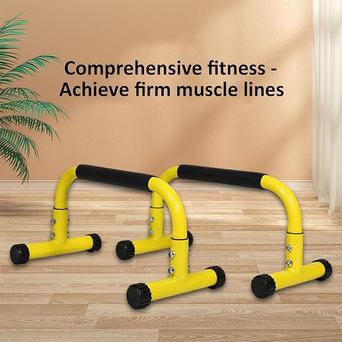 2 Pcs Sturdy Steel Training Stands for Home Gym Featuring Wide Grip and Adjustable Base Foam Grip Exercise Pubs