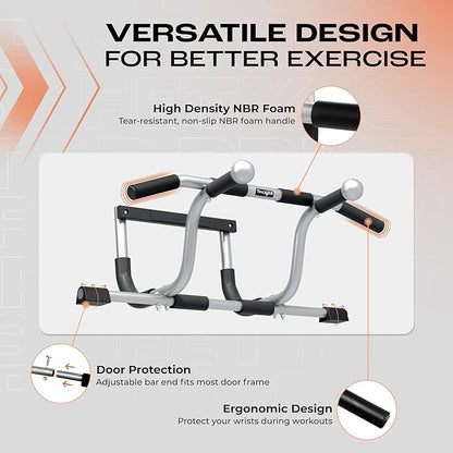 Yes4All Heavy Duty Wall Mounted Pull Up Bar, Over Door Pull Up Bar for Doorway, Multi Grip Chin Up Bar, Sturdy Strength Training Bars & Durable Gym Bar for Home Exercise
