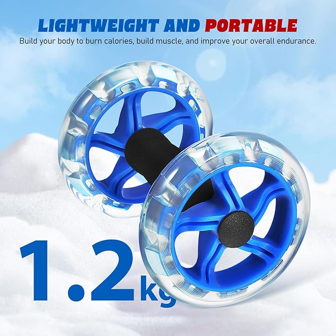 Twin-wheel Fitness Roller, Abdominal Strengthening Device for Men And Women, Blue, 7. 87 X 5. 51 X 5. 51 Inch