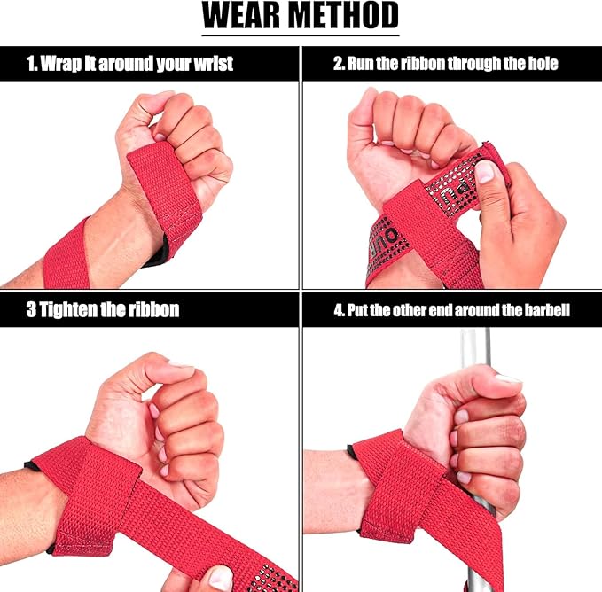 QTF Lifting Wrist Straps for Weightlifting, Gym Wrist Wraps Padded Wrist Support Wraps, Bodybuilding, Powerlifting, Deadlifting and Secure Grip