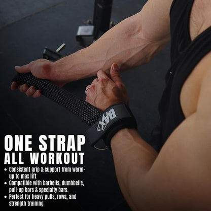 Ekkovision Weight Lifting Straps With Cuffed D Ring, Wrist Support for Men, Heavy Duty Thick Comfortable Lifting Straps, Secure Fit, Enhanced Grip, Straps for Weightlifting & Gym Training, Black