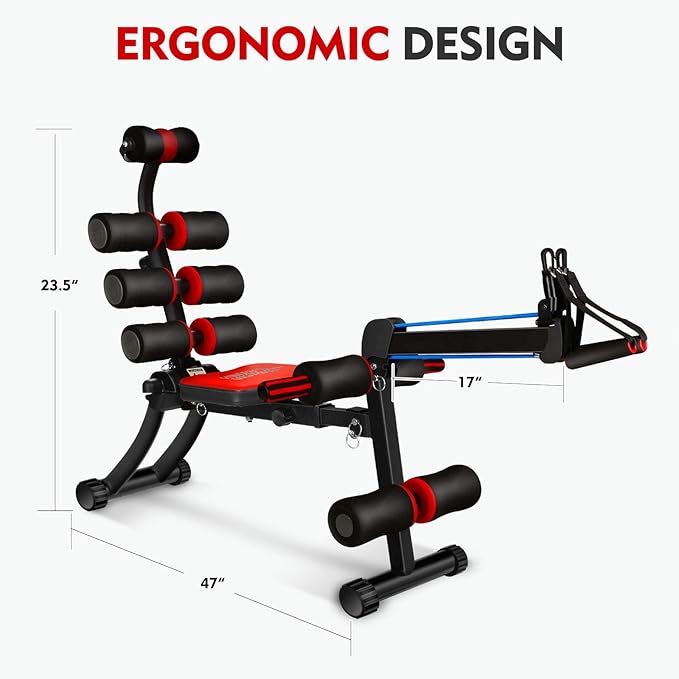 22 in 1 Multi-Functional Adjustable Ab Trainer Machine, Wonder Core Abdominal Exercise Equipment, Foldable Portable Rowing Machine, Core Workout & Total Gym for Home Exercise