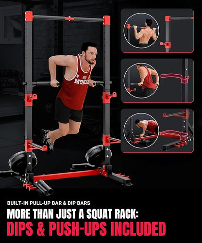 YOLEO Smith Machine & Squat Rack Combo, Multi-Functional Power Racks with Adjustable Width & Pull-Up Bar, Cable Crossover Power Cage, Independent Dual-Pulley System for Home Gym Garage Basement