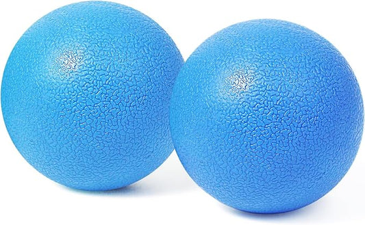 2-Pack Firm Lacrosse Massage Balls- for Deep Tissue, Trigger Point & Myofascial Release Therapy, Relieve Muscle Knots (Light Blue)