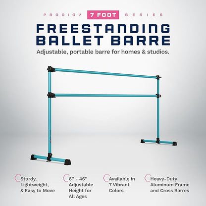 VITA Barre Portable Freestanding Double Ballet Barre, Prodigy, Aluminum | Adjustable Height, USA Made, Home or Gym Exercise Equipment for Kids & Adults | Dance, Fitness, Pilates