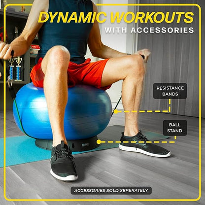 26 Inch Exercise Ball, Yoga Ball for Workout, Balance Stability, Fitness Ball for Office, Home, Gym, Balance Balls with Quick Pump