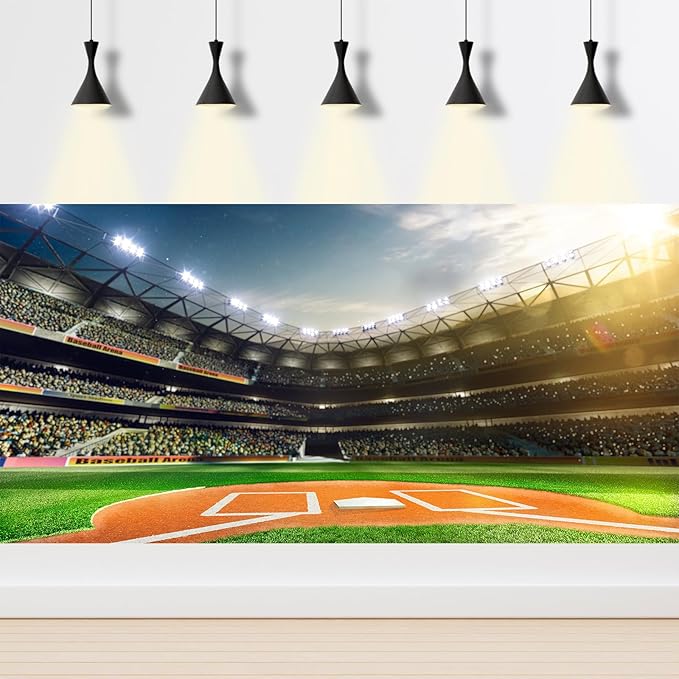 Baseball Field Stadium Photography Background Baseball Backdrop Outdoor Sport Theme Boys Kids Birthday Party Banner Decorations Adults Portrait Video Studio Sport Games Props 20x10ft