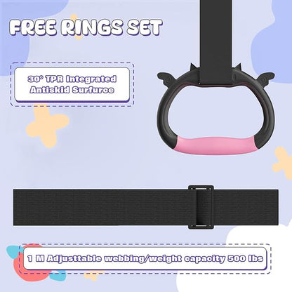 Safly Fun Foldable Gymnastics Bar for Kids, Adjustable 35"-51", Sturdy 145 lbs Capacity, Easy-to-Assemble, Gymnastics Equipment for Kids for Indoor/Outdoor Training