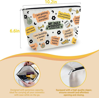 Workout Gifts for Women Gym Gifts for Women Gym Bag for Fitness Lovers Fitness Athletic Trainer Gift Workout Bag Daily Affirmations Makeup Bag Inspirational Mental Health Gift for Female