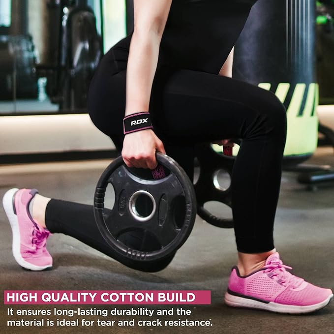 RDX Lifting Straps for Weightlifting –100% Cotton Heavy Duty Gym Wrist Strap with 5MM Neoprene Padding, 60CM Anti-Slip Hand Grip Wraps for Deadlifts Powerlifting Workouts Strength Training, Men Women