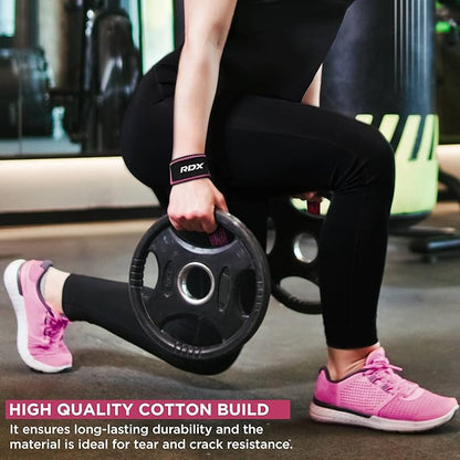 RDX Lifting Straps for Weightlifting –100% Cotton Heavy Duty Gym Wrist Strap with 5MM Neoprene Padding, 60CM Anti-Slip Hand Grip Wraps for Deadlifts Powerlifting Workouts Strength Training, Men Women